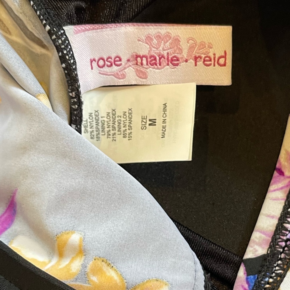 Rose Marie Reid Black & Colorful Floral Print Swimdress with Tummy Control - Picture 7 of 8
